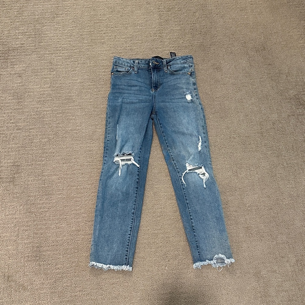 Kendall & Kylie Distressed Ankle Jeans in Blue